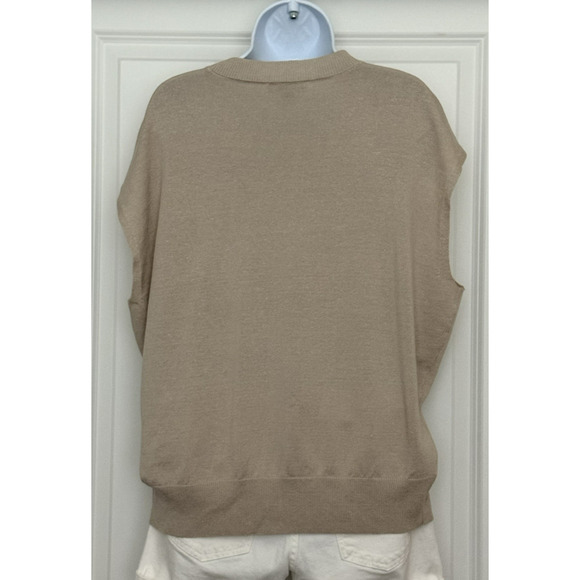 ANN TAYLOR Linen Blend Cap-Sleeve Crew Neck Pullover Beige NWT Sweater Size XL - Picture 4 of 11